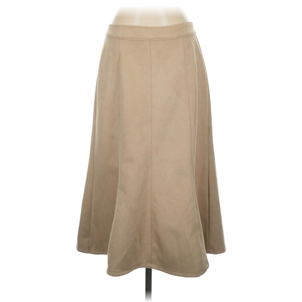 Elie Tahari Faux Suede Skirt Women 4 Tan Quiet Luxury Minimalist